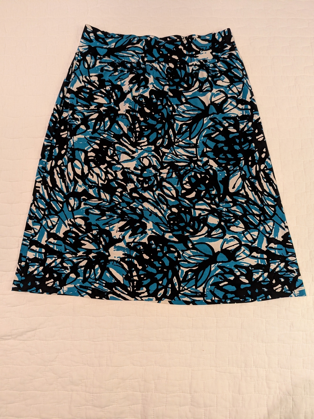 Merona Blue Black Floral Pencil Skirt, Size Small